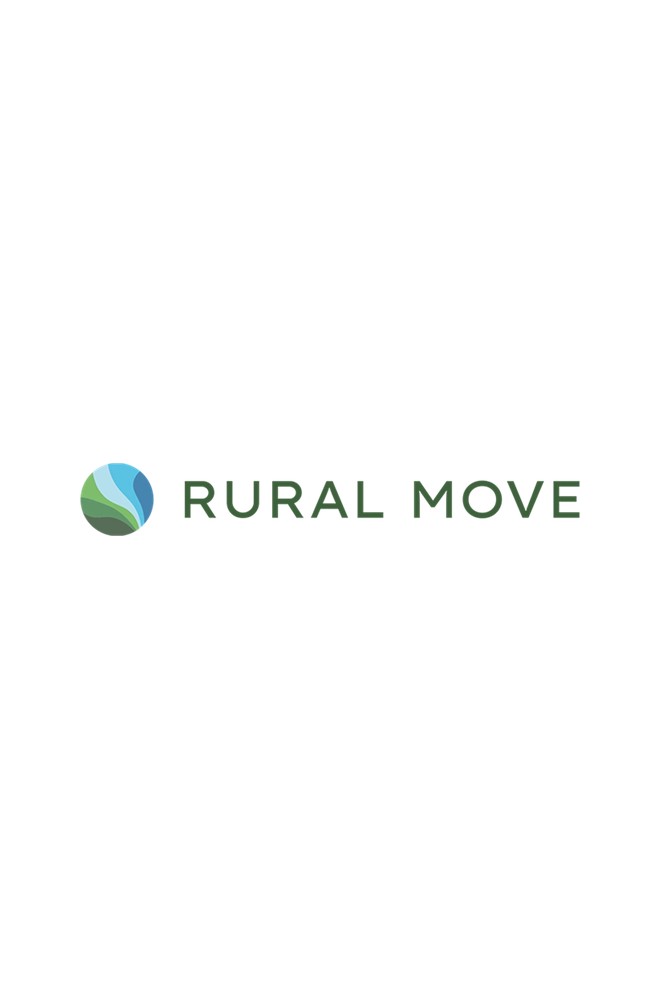 Logótipo Rural Move, símbolo circular verde e azul ao lado do lettering